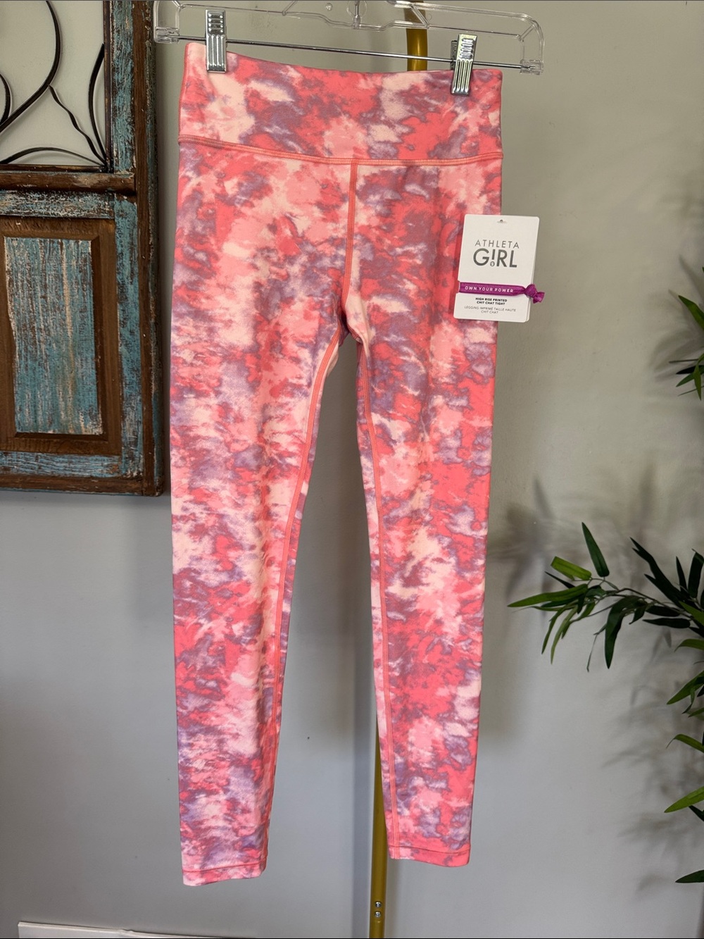 Athleta Pink and Purple Tie-Dye Girls' Active Leggings NWT 12